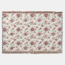 Pretty Chic Rode Crème Bloem Deken
