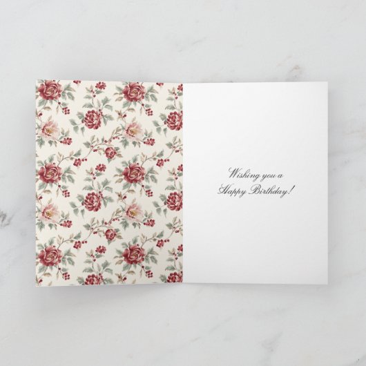 Pretty Chic Rode Crème Bloem Hart Kaart (Binnen)