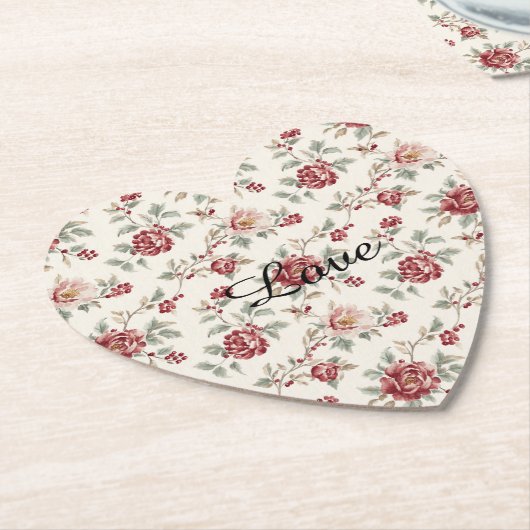 Pretty Chic Rode Crème Bloem Kartonnen Onderzetters (Gekanteld)