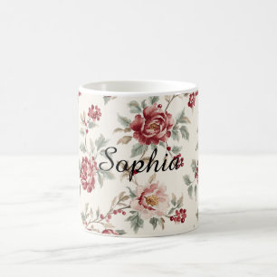 Pretty Chic Rode Crème Bloem   Koffiemok