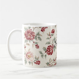 Pretty Chic Rode Crème Bloem Koffiemok