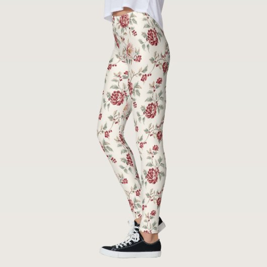 Pretty Chic Rode Crème Bloem Leggings (Links)