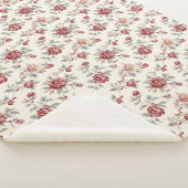 Pretty Chic Rode Crème Bloem Sherpa Deken (3/4)
