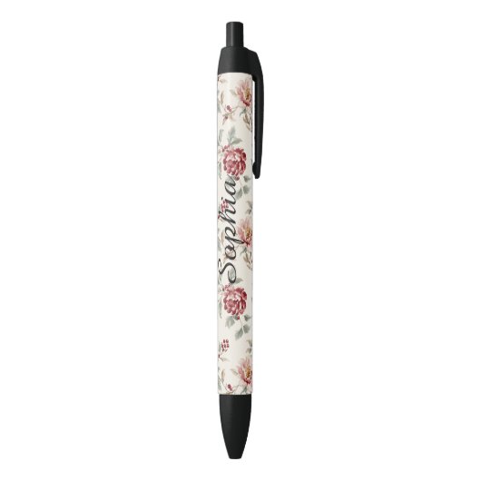 Pretty Chic Rode Crème Bloem Zwarte Inkt Pen (Achterkant (Verticaal))