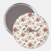 Pretty Chic Rode Crème Bloemen  Magneet (Voorkant / Achterkant)