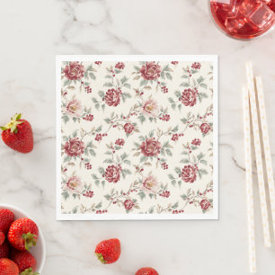 Pretty Chic Rode Crème Bloemige Verjaardag Servet