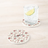 Pretty Chic Rood Crème Bloem  Zandsteen Onderzetter (Zijkant)