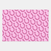 Pretty Chic Roze Gouden Glitter Hoefijzer Inpakpapier Vel (Voorkant 2)