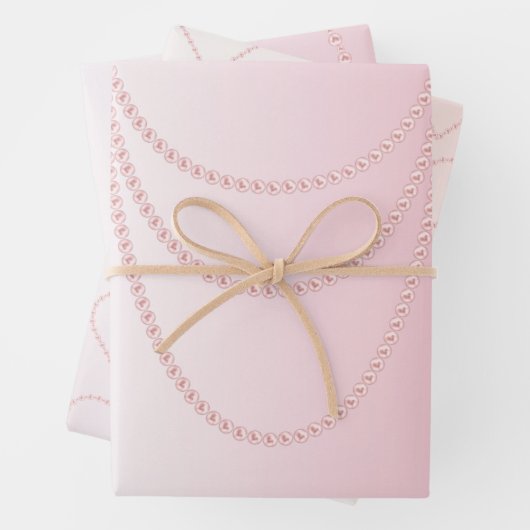 Pretty Chic Roze Parels Bruiloftsfeest Inpakpapier Vel (In situ)