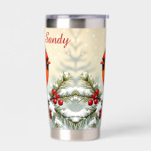 Pretty Christmas Cardinal and Pine Branches Geïsoleerde Drinkbeker (Links)