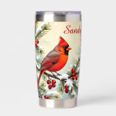 Pretty Christmas Cardinal and Pine Branches Geïsoleerde Drinkbeker (Voorkant)