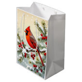 Pretty Christmas Cardinal and Snowflakes Christmas Medium Cadeauzakje (Achterkant Gekanteld)