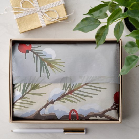 Pretty Christmas Cardinal & Birdhouse Snowflakes Tissuepapier (Geschenk)