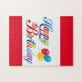 pretty colored happy birthday puzzle legpuzzel (Horizontaal)
