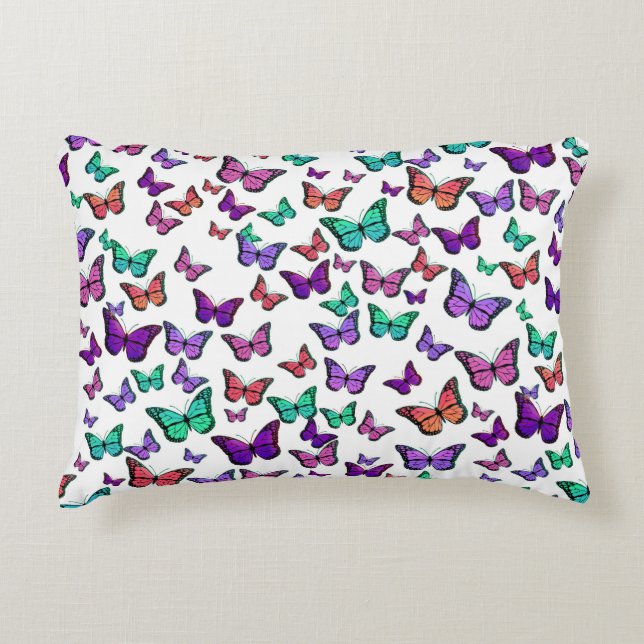Pretty Colorful Butterflies Pattern Accent Kussen (Voorkant)