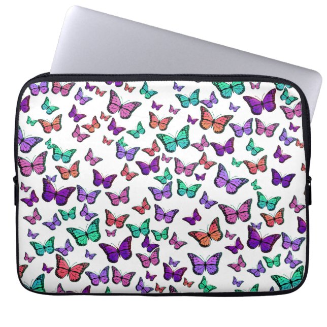 Pretty Colorful Butterflies Pattern Laptop Sleeve (Voorkant)
