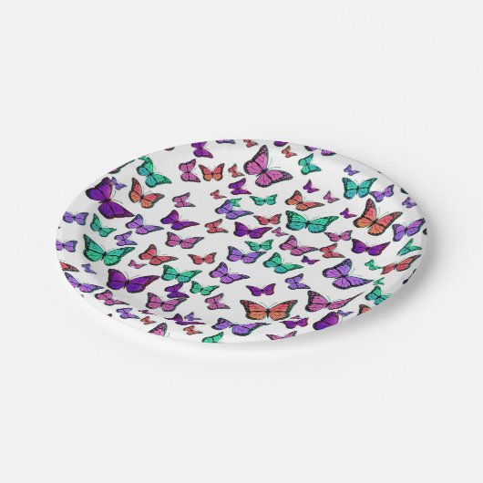 Pretty Colorful Butterflies Pattern Papieren Bordje (Gekanteld)