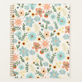 Pretty Colorful Ditsy Floral White Design Wrapping Planner