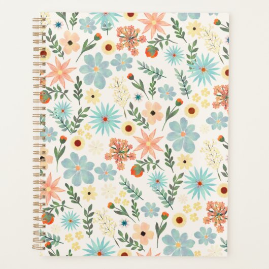 Pretty Colorful Ditsy Floral White Design Wrapping Planner (Voorkant)