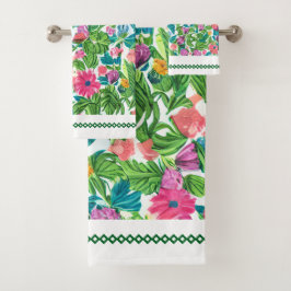 Pretty colorful flower garden Femenine geen pink Bad Handdoek