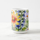 Pretty colorful wildflowers  watercolor painting koffiemok (Center)