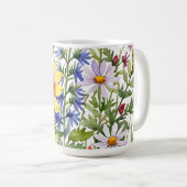 Pretty colorful wildflowers  watercolor painting koffiemok (Voorkant rechts)