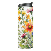 Pretty colorful wildflowers  watercolor painting thermosbeker (Gedraaid links)