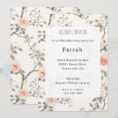 Pretty Cream Peach Floral Birthday   Kaart (Voorkant / Achterkant)
