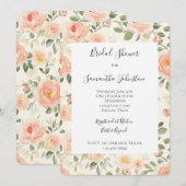 Pretty Cream Peach Floral Bridal Shower Kaart (Voorkant / Achterkant)