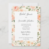 Pretty Cream Peach Floral Bridal Shower Kaart (Voorkant)