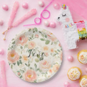 Pretty Cream Peach Floral Bridal Shower Papieren Bordje (Feest)