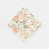 Pretty Cream Peach Floral Bridal Shower Servet (Hoek)