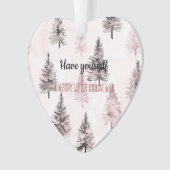 Pretty Cream Peach Floral Christmas Trees Ornament (voorkant)