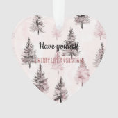 Pretty Cream Peach Floral Christmas Trees Ornament (voorkant)