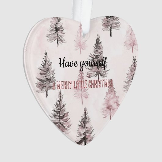 Pretty Cream Peach Floral Christmas Trees Ornament (voorkant)