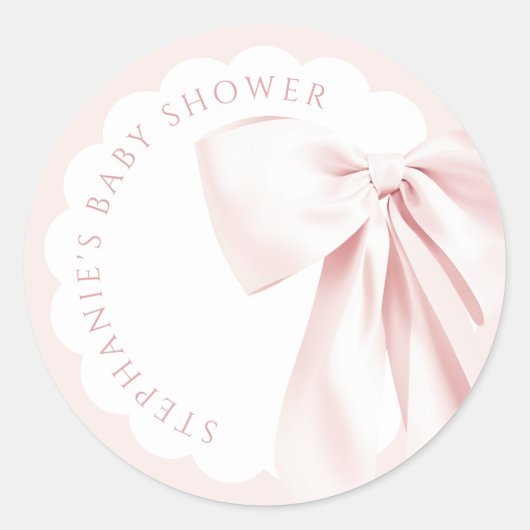 Pretty Cute Pink Bow Baby Shower Stickers (Voorkant)
