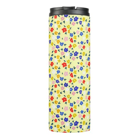 Pretty Dainty Cute Floral on Pastel Yellow Thermosbeker (Achterkant)