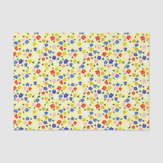 Pretty Dainty Cute Floral on Pastel Yellow Tissuepapier (Voorkant)