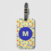 Pretty Dainty Cute Floral Pastel Yellow Monogram Bagagelabel (Voorkant (verticaal))