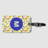Pretty Dainty Cute Floral Pastel Yellow Monogram Bagagelabel (Voorkant (horizontaal))