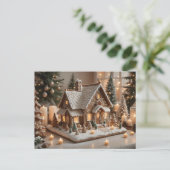 Pretty decorated gingerbread house  feestdagenkaart (Staand voorkant)