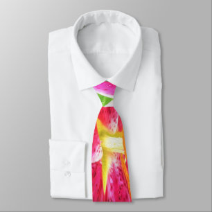 Pretty Diepe Roze Stargazer Lelie op Lime Groen Stropdas