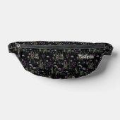 Pretty Ditsy FLoral Pattern Black Violet Name Heuptasje (Liggend)