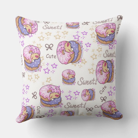 Pretty donuts Sweet pattern girly Purple White Kussen (Achterkant)