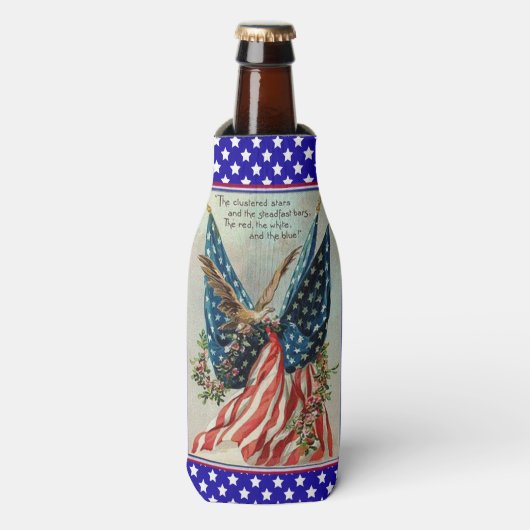 Pretty Eagle Fourth of July Patriotic Flag Flesjeskoeler (Fles Voorkant)
