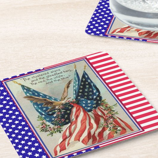 Pretty Eagle Vierde Juli Patriottische Vlag Kartonnen Onderzetters
