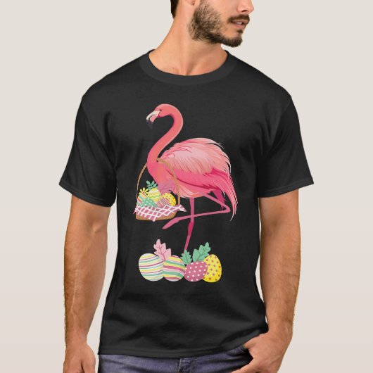 Pretty Easter Flamingo with Easter Basket Easter T-shirt (Voorkant)