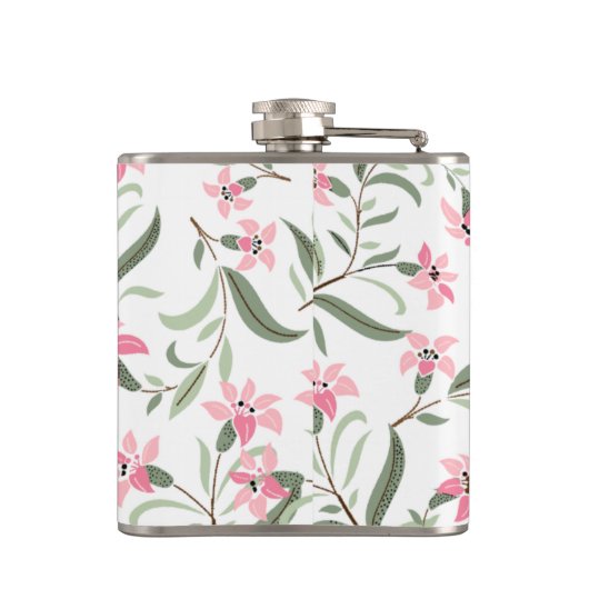 Pretty Elegant Pink Floral Pattern White Heupfles (Achterkant)