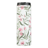 Pretty Elegant Pink Floral Pattern White Thermosbeker (Achterkant)
