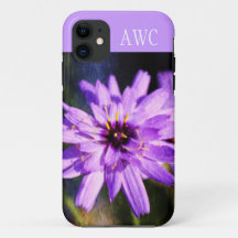 Pretty, elegant purple daisy flower  monogram